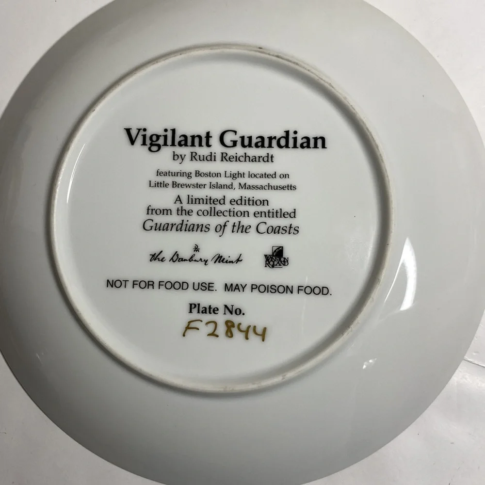 Vigilant Guardian Collector Plate By Rudi Reichardt With Lighthouse & Eagles 8